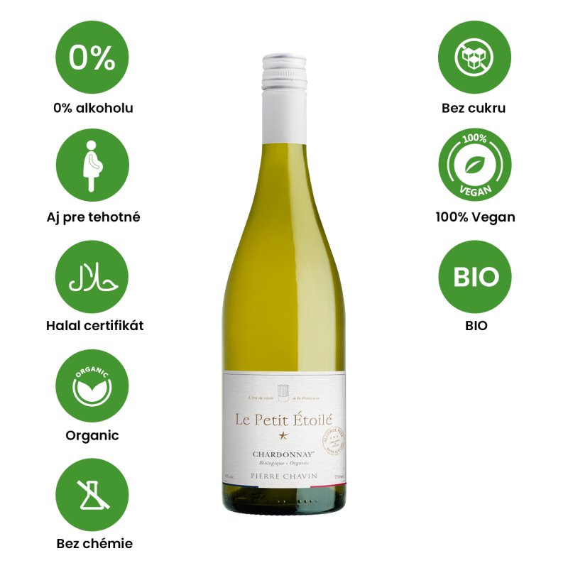 Le Petit Etoile Bio 0% Chardonnay Nealko víno biele polosuché 0,75l