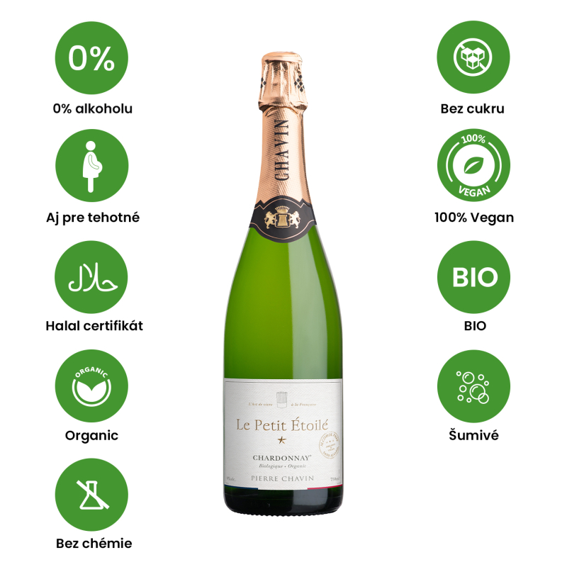 Le Petit Etoile Bio 0% Chardonnay Nealko víno biele šumivé polosuché 0,75l