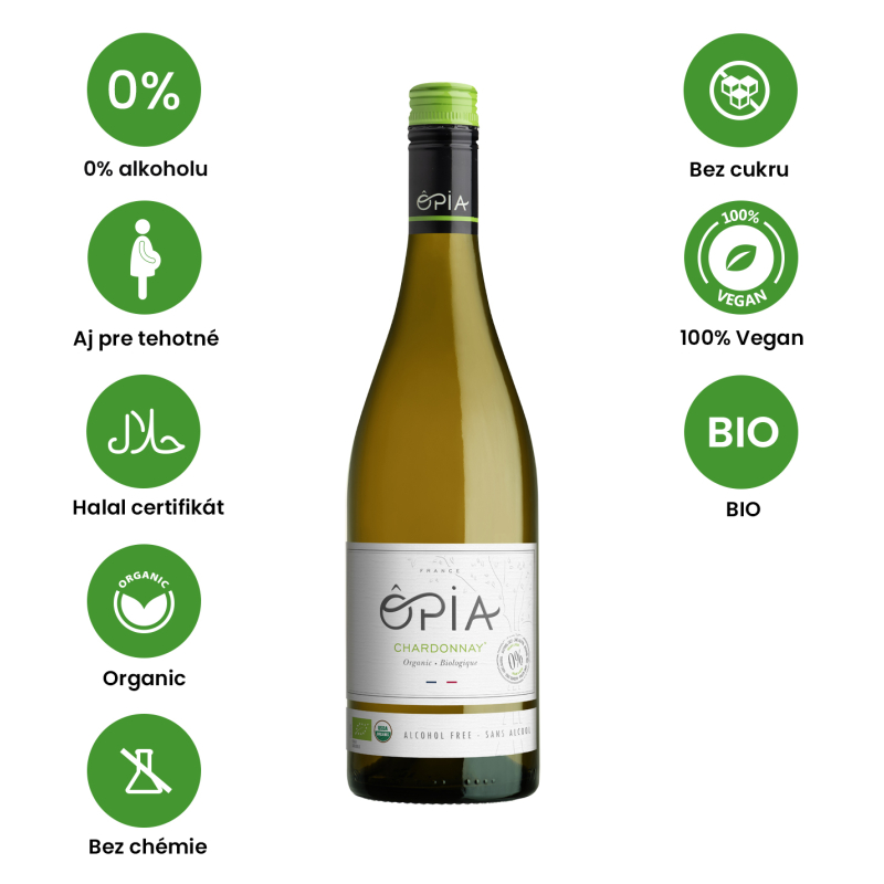 Ópia 0% Bio Chardonnay - nealkoholické víno biele polosladké