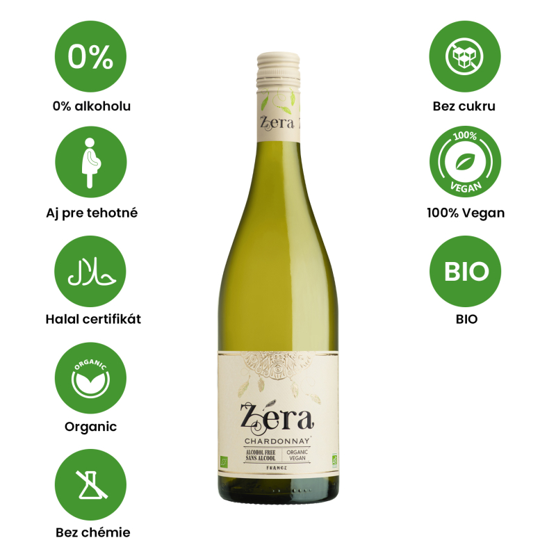 Zéra Bio 0% Chardonnay, organické nealkoholické víno biele polosuché 0,75l